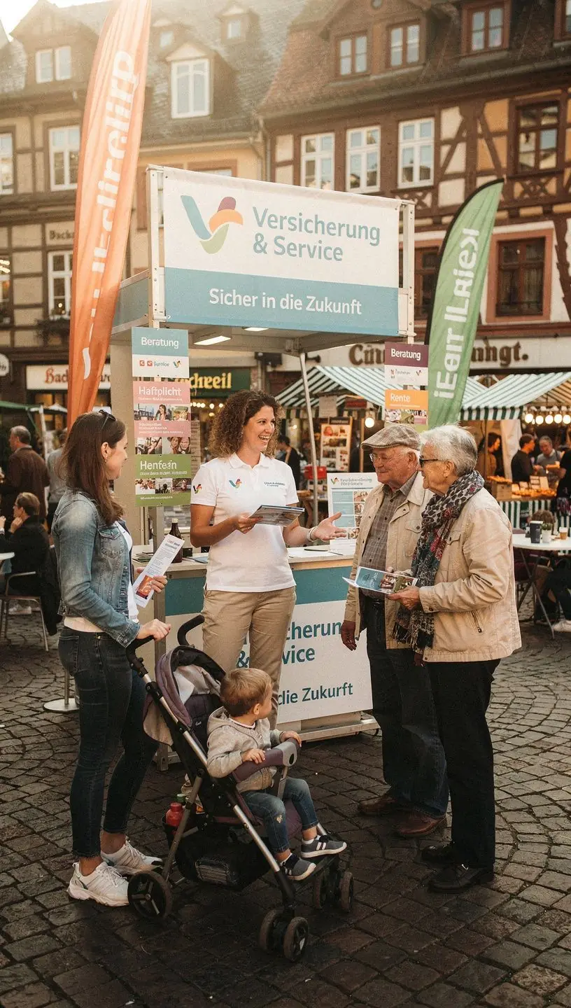 Beratungsgespräch zwischen Versicherungsexperten und Autofahrer in lokaler Versicherungsstelle